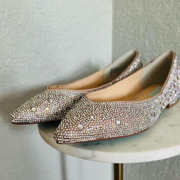 BETSEY JOHNSON Rhinestone Crystal Pavé Pointed Toe Flat, SPARKLE, Size 8.5, NWOT - Picture 12 of 16